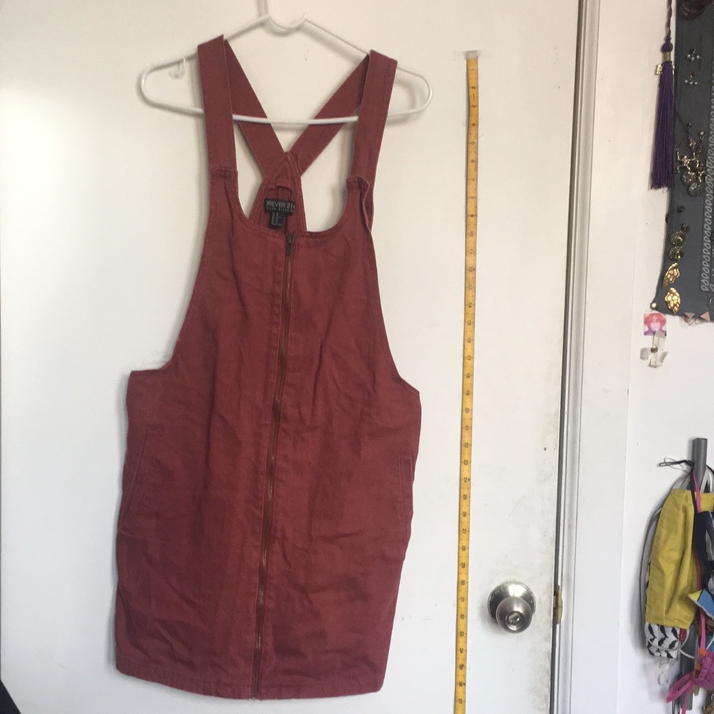 Dusty-red overall dress